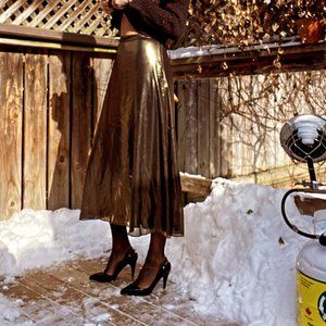 Wilfred Gold Foil Midi Skirt